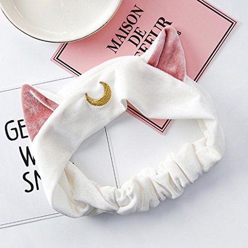 FTXJ Cute Cat Ear Hair Band For Women Wash Face Makeup Running Sport (White)