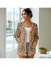 Sexyrula - Chaqueta de punto para mujer, manga larga, parte delantera abierta, con bolsillo