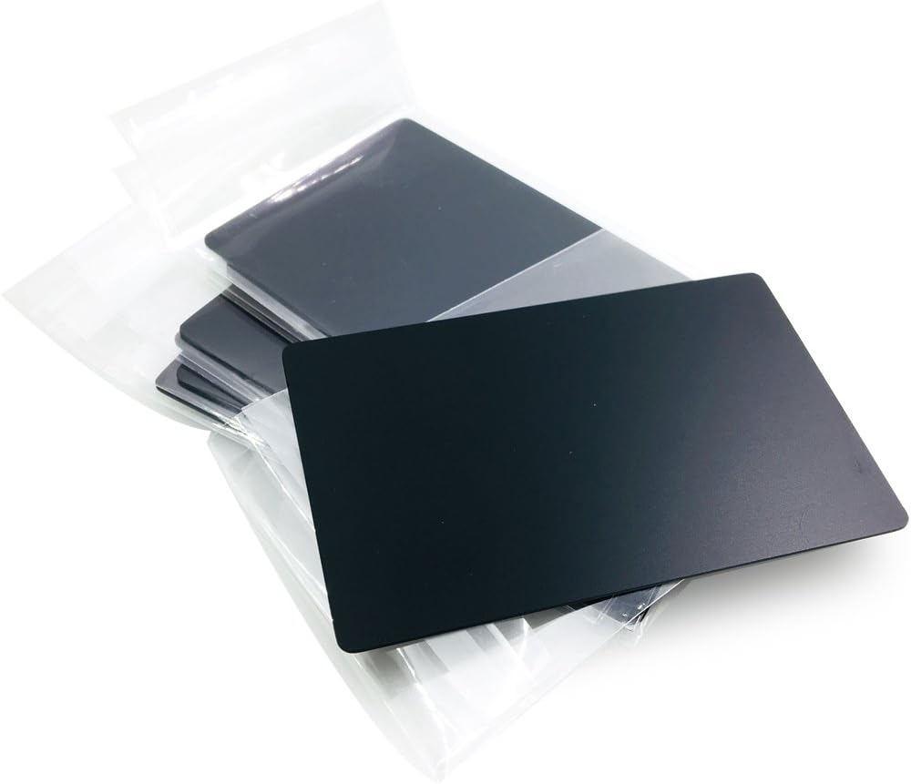 Ebamaz Metal Business Cards Anodized Aluminum Plate Plaque DIY Gift Lable Tag 86X54X0.8mm (Black, 10PCS, Blank)
