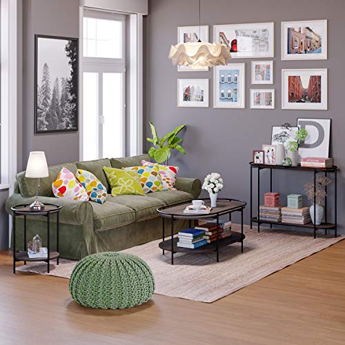 HOMECHO Coffee Table, Industrial Oval Living Room Table, 2Tier Hill