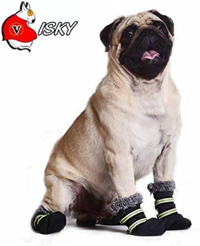 Visky Dog Winter Shoes Boots for Puppy Doggie Dog Pet Warm Walking Boots -,Size 4