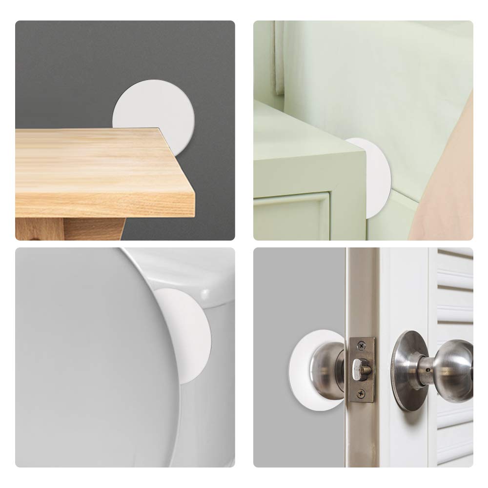 Door Knob Wall Shield, White Round Soft Rubber Wall Protector Self