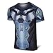 Rulercosplay Fashion Cosplay Shirt Genji Design Short Sleeves Elastic Sport Shirt Quick Dry Shirt Blue