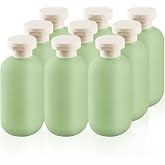 DMuuuDM 9 Pcs 6.8 oz Plastic Squeeze Bottles with Flip Cap,Empty Refillable Travel Shampoo Bottle Containers for Creams, Lotion,Body Wash, Conditioner,Silicone Funnel Included-Green
