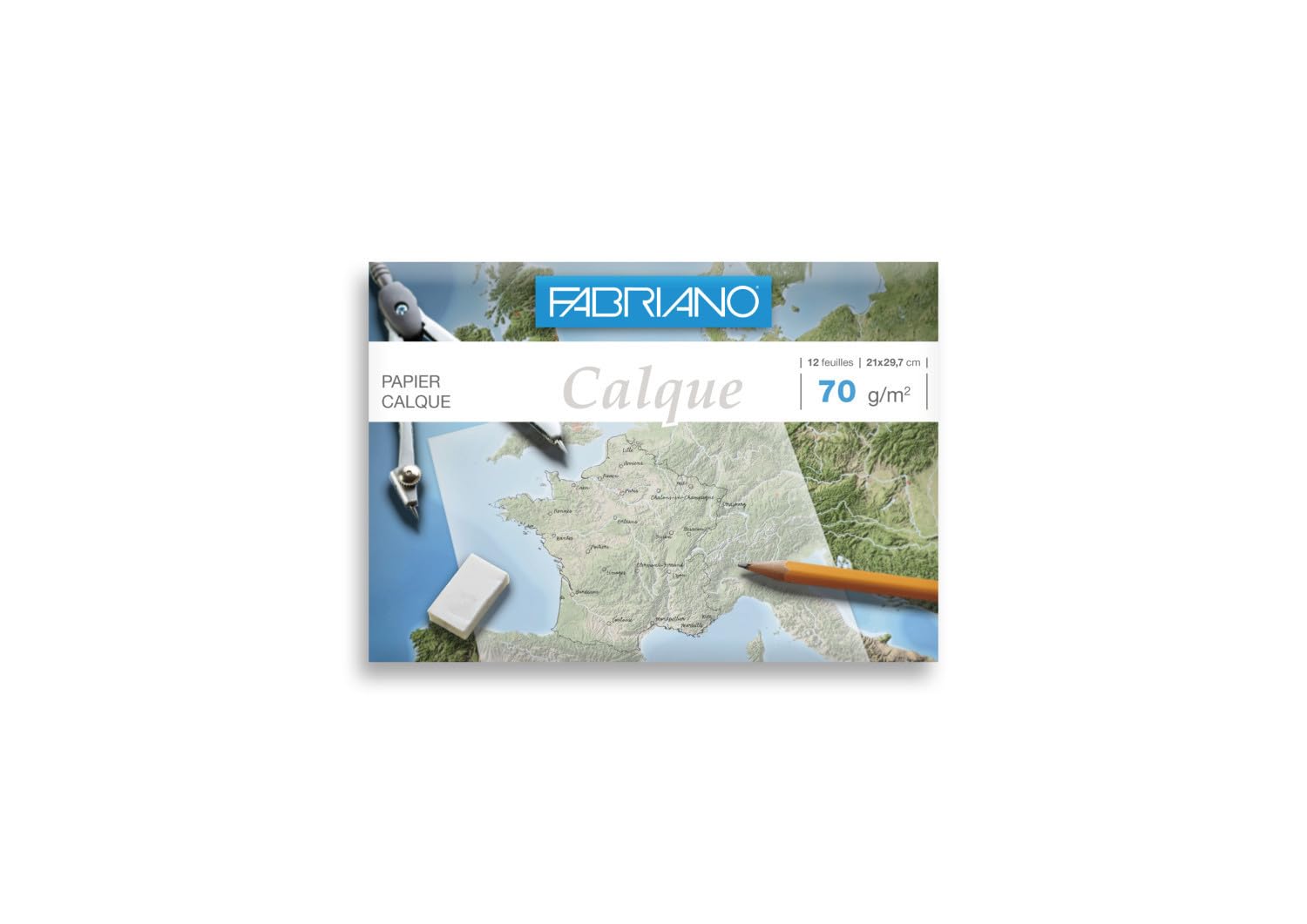 FEDRIGONI 46348 Tracing Paper Fabriano Industrial Drawing Pencil Ink 70 g A4 12 Sheets 297 x 210 mm White