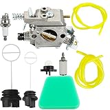 Harbot 545081885 Carburetor + 530037793 Air Filter + 530057236 Oil Cap + 580940901 Fuel Cap Tune Up Kit for Poulan 2375 1900 1950 1975 2050 2055 2075 2150 2550 2450 2250 P3416 Chainsaw
