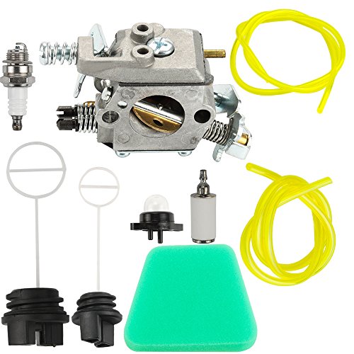 Harbot 545081885 Carburetor + 530037793 Air Filter + 530057236 Oil Cap + 580940901 Fuel Cap Tune Up Kit for Poulan 2375 1900 1950 1975 2050 2055 2075 2150 2550 2450 2250 P3416 Chainsaw