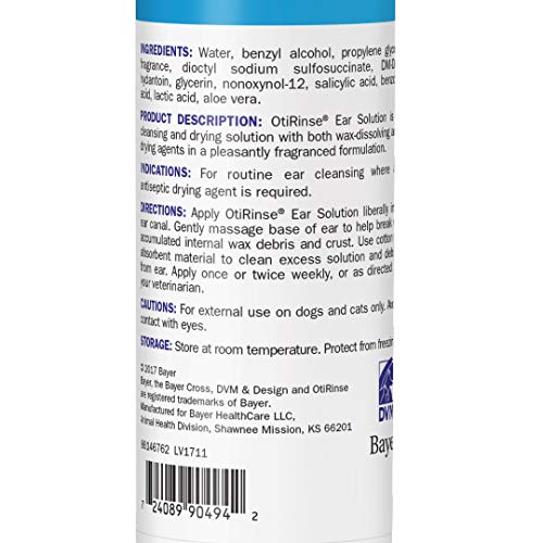 OtiRinse, Ear Cleansing/Drying Solution, for Dogs, Cats and Horses, 8