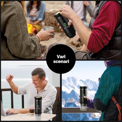 Portable Electric Espresso Machine, 3 in 1 Portable Coffee Machine, 5 Minutes Self-Heating, with USB-C Compatible with Small Capsules, Large Capsules, Ground Coffee