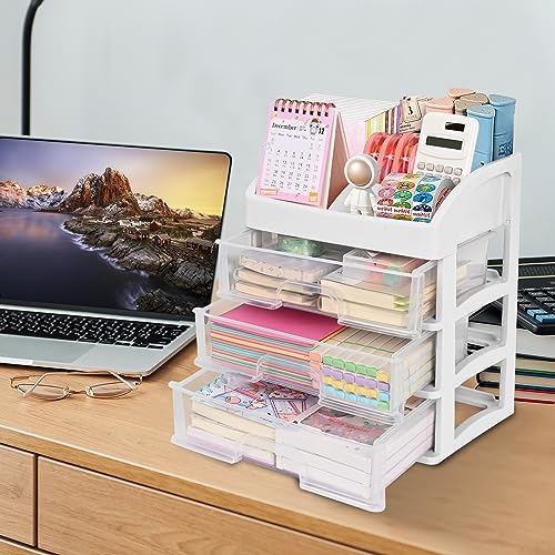 KAYYUKI WH 4-LAYER DESKTOP DRAWER ORGANIZER – PEN HOLDER AND OFFICE SUPPLIES DESK ORGANIZER WITH SLIDING DRAWER, IDEAL FOR OFFICE AND HOME WORKSPACES.