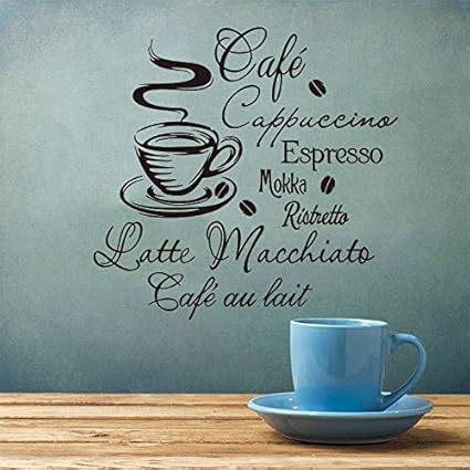 Spad Wall Stickers Coffee Kitchen Vinyl Kitchen Coffee Shop Removable Wall Mural Decals Home Decor House Decoration Wall Art Amazon De Kuche Haushalt