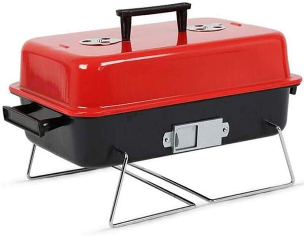 RONTENO Stainless Steel Mini Charcoal Barbecue Grill for Outdoor, 1PC(Red & Black)
