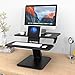 SLYPNOS Height Adjustable Standing Desk Converter Sit to Stand up Desk Riser, with Keyboard Mouse Deck and Cup Holder, 25 Inches Wide Ergonomic Workstation