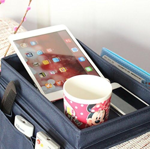 Crazybuy TV Remote Control Organizer, Home Sofa Folding Table Slipcover Drapes Over Arm Holder Desk Chair Armrest Hanging Storage Bag for Cellphone,Tray,Tea Cup,Pen,Magazine&amp; Snacks