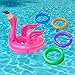 PTFNY 3 Pack Inflatable Flamingo Ring Toss Game with Rings Swimming Pool Beach Party Games for Summer Hawaiian Luau Birthday Carnival Floating Pool Games Party Supplies (3 Flamingo and 12 Rings)