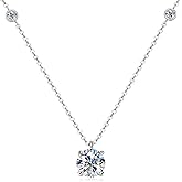 JL LITTLE FOREST Moissanite Necklace for Women, 925 Sterling Silver Station Choker Necklaces D Color VVS1 Clarity Lab Created Imitation-diamond Dainty Simple Jewelry with Certificate of Authenticity