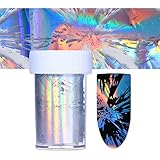 CoulorButtons 4x100cm Nail Foil Wraps Gradient Starry Sky Transfer Stickers Holographic Laser Manicure Decal Decorations for Halloween Christmas