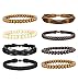 LOYALLOOK 8pcs Mixed Wrap Leather Wristbands Bracelets and Wood Beads Bracelet Set for Men Women 7-8.5inches Adjustable Black/Brown