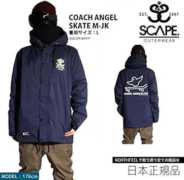 Amazon 15 16 Scape ウエア エスケープ スノーボードウェア メンズ コーチ ジャケット Coach Jacket ジャケット スノボー Gonz Angel Skate Navy Lサイズ Scape エスケープ ジャケット