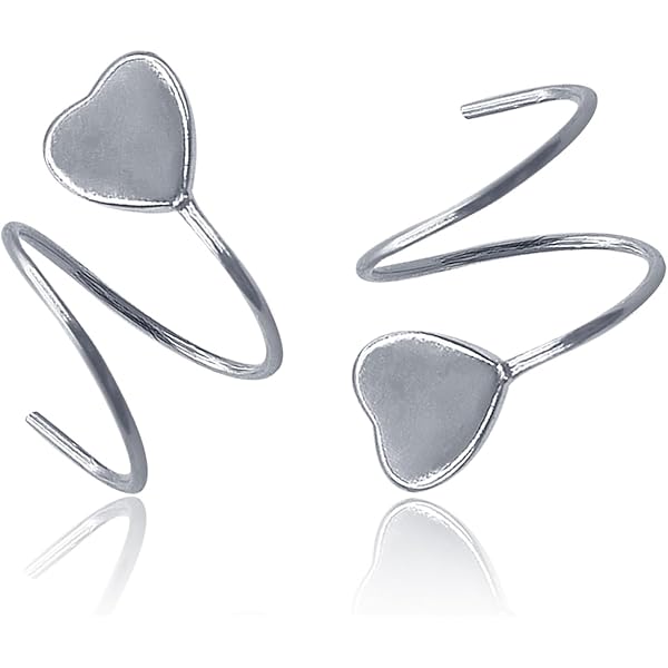 925 Sterling Silver Spiral Hoop Earrings, WGXIA Heart Double