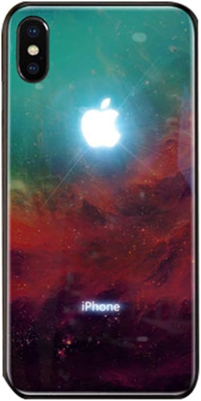 Twnhmj Iphone XSMAX Phone Cases Led Logo Light,Iphone XR Case Glowing Marble Texture Logo Light Up Logo Case Illuminate Cover Tempered Glass Cover Case,B,iPhone6P/6SP