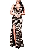 LOSRLY Womens Glitter High Split Sequin Maxi Long Party Evening Dress PRIME