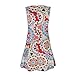 Demetory Women's Sexy Sleeveless Floral Print Bohemian O-Neck Tank T-Shirt Dresses with Pocket (Red, Large)