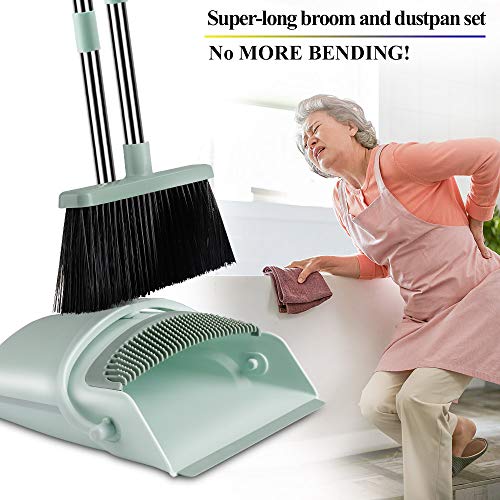 image for Kelamayi Broom and Dustpan Set, Super Long Handle Lobby Broom, Self-Cl