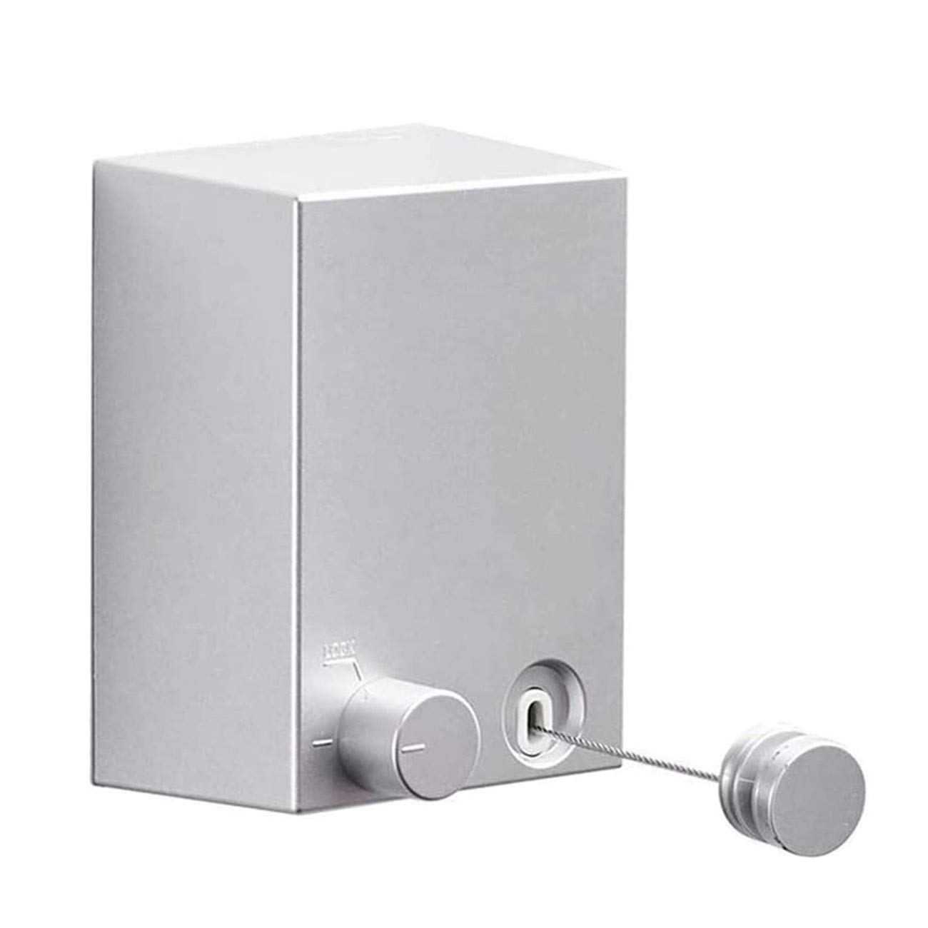 Youngine Indoor Outdoor Retractable Clothesline Wall Mounted Laundry Drying Rack with 4.2M/13.8ft Steel Rope Adjustable String Hanger, No Drilling & Self Adhesive (Silver)