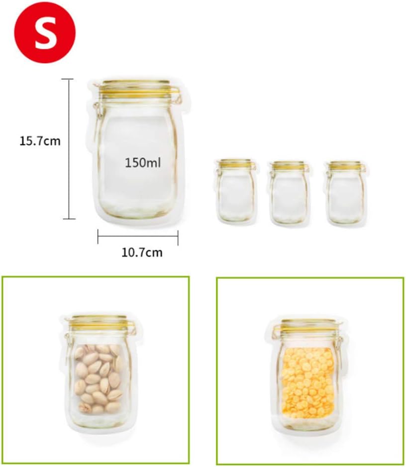 Allegro Huyer Wide Mouth Quart Mason Jars Mason Jar Shaped Food Container Plastic Bag Clear Mason Bottle Modeling Zippers Storage Snacks Plastic Box Wholesale