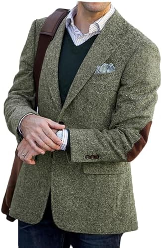 Mens Vintage Tweed Blazer Two Button Wool Blend Sport Coat Men's