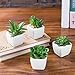 MyGift Assorted Artificial Succulent Plants, Indoor Fake Plant Living Room Decor in Modern White Cube Shaped Ceramic Pots, Set of 4