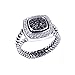 Sterling Silver Rhodium Plated, White & Black CZ Rope Design Band Womens Ring