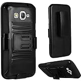 Samsung Galaxy J3,Galaxy amp Prime Case, Bastex Heavy Duty Protective Hybrid Kickstand Black Rubber Silicone Cover Hard Plastic Black Case With Holster Clip for Samsung Galaxy J3