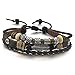 INBLUE Men,Women's Alloy Genuine Leather Bracelet Bangle Rope Brown Silver Tone Angel Wing Feather Adjustable