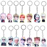 Cute BTS Memmber Figure Keyring Acrylic Single Side Kpop Image Keychain 1 Pc