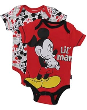 Mickey mouse LIL MAN! Baby 2 Pack Bodysuit Set (0-9 Months)