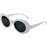 ADMIRING White Oval Round Sunglasses Thick Bold Clout Goggles Oval Mod Retro Vintage Kurt Cobain Inspired Sunglasses Lens