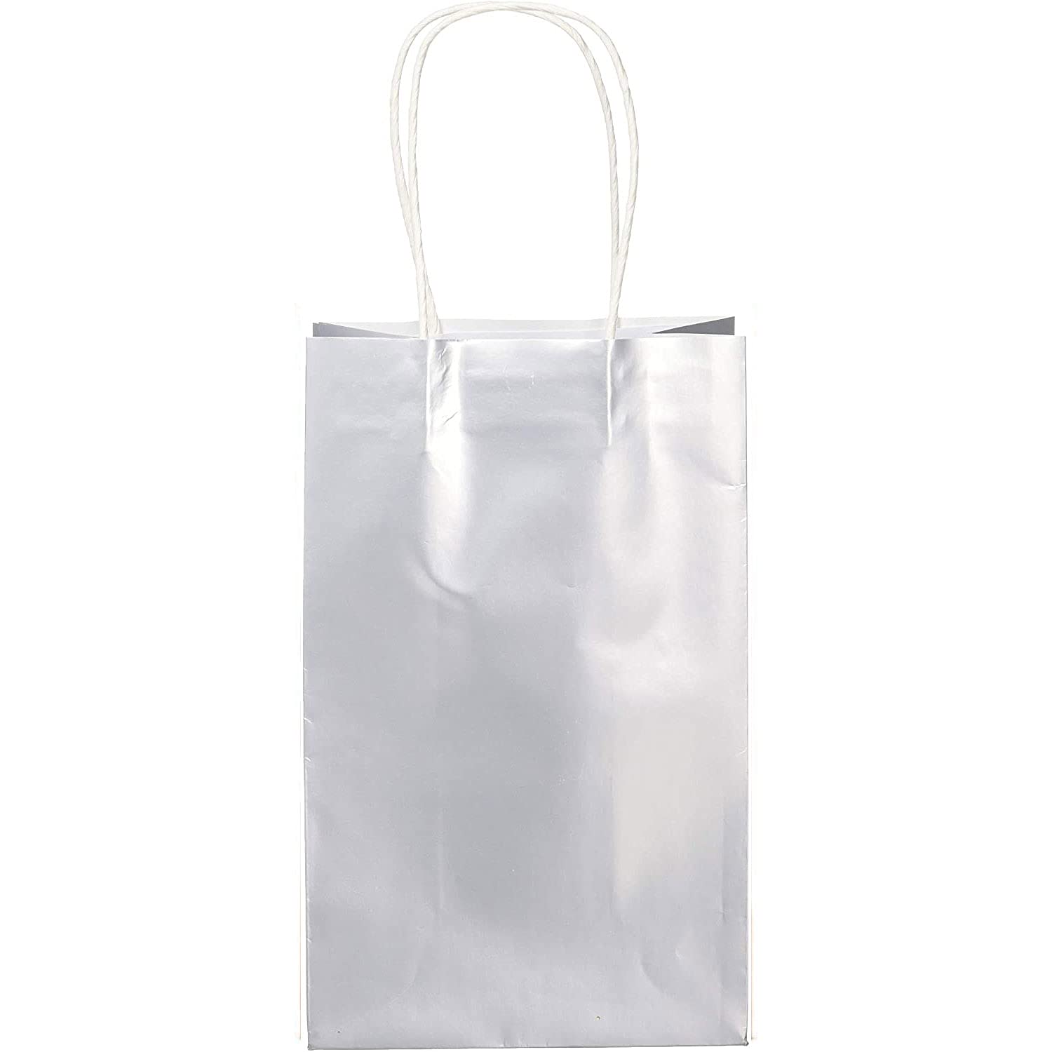 Amscan 9911621 - Metallic Silver Paper Loot Bags - 8 Pack