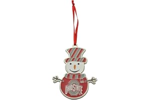 COLLEGIATE PULSE Ohio State Buckeyes Snowman Metal Christmas Ornament