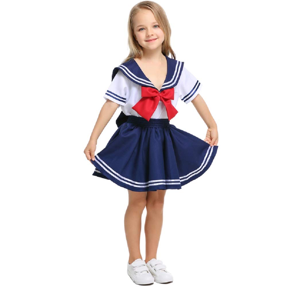 LOLANTA Kids Sailor Suit, Japanese School Girl Uniform, Halloween Carnival Anime Cosplay Costume (10-11 years, girl)