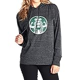 Tough Cookie's Women's Triblend Starbucks Parody Muscle Girl Print Hoodie (Medium, Charcoal)