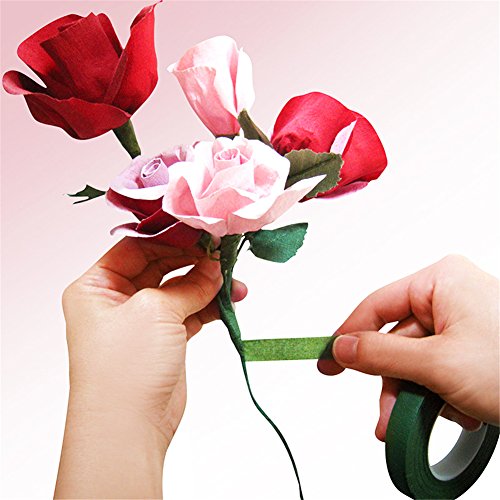 LOKIPA 2 Rolls Dark Green Floral Tape 1/2” Wide Floral Tape 30 Yards Floral Arrangement Accessories for Bouquet Stem Wrap Wedding Bouquet Flower