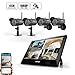 Wireless WiFi Security Camera System, UNIOJO 4Pcs 1080P HD 2.0 Megapixel Night Vision IP66 Waterproof IP Security Surveillance Cameras with 10.1inches LCD Touch Screen Monitor