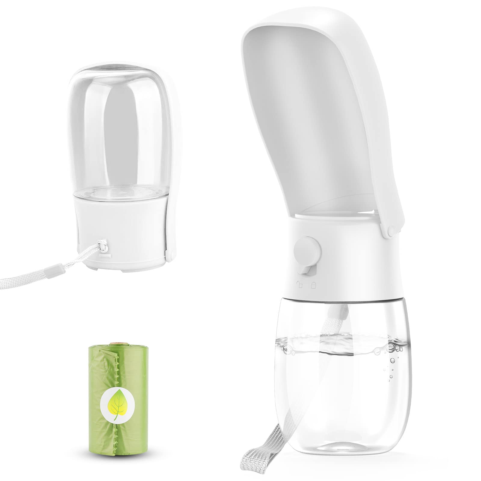 Gezimetie Dog Water Bottle - Foldable Dog Water Dispenser for Walking with Dog Waste Bag, Portable Pet Water Bottle for Travel, BPA Free Water Bottle for Cat, Rabbit,Puppy and Other Animal 300ML