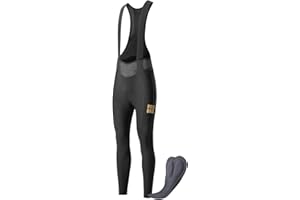 ROCKBROS Cycling Bibs Men, Thermal Padded Cycling Pants with Pocket for Cold Weather, Bike Bib Tights for MTB, Road Bike