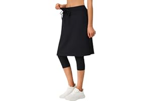 ANIVIVO Skirted Leggings for Women with Pockets,Athletic 22" Knee Length Skirt with Capri Leggings