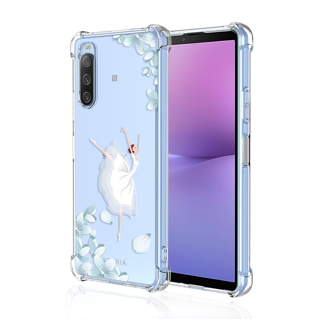 SEAHAI Case for Sony Xperia 10 V, Ultra Thin Soft Silicone Clear Back TPU Bumper Shockproof Cover Fashion Cute Graphic Colorful Skin Slim Case - Dance to tune