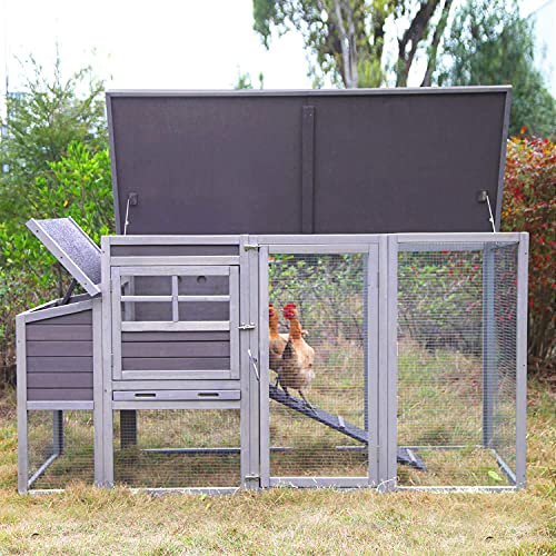GUTINNEEN Chicken Coop Hen House with Nesting Box and Run, Large