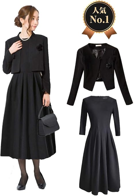 Amazon Co Jp ブラックフォーマル 喪服 レディース セット 礼服 レディース 喪服 ワンピース ブラック フォーマルウェア レディース喪服 大きいサイズ アンサンブル レディース 冠婚葬祭 オールシーズン ワンピース ジャケット 2点セット 服 ファッション小物